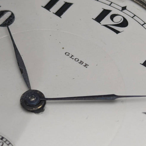 アンティーク スイスGLOBE 懐中時計 浮彫彫刻 銀側ハンターケース 動作良好